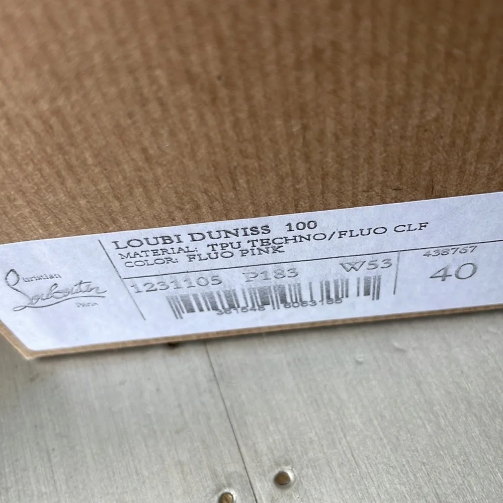 Christian Louboutin loubi duniss 100mm pink neon pvc pump peep toe sandal sz 40 - Picture 12 of 12